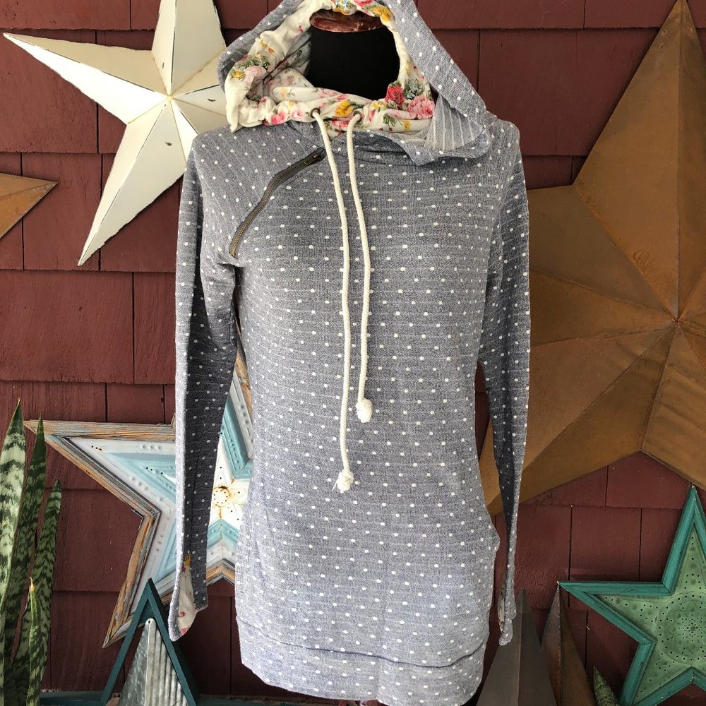 & Polka Dot Pullover Hoodie Size S
